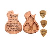 Custodia per Plettro in Legno, Confezione Da 3 Plettri per Chitarra in Legno Personalizzati, Plettri per Chitarra Unici,E