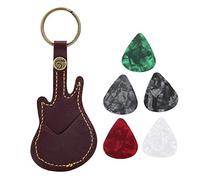 Custodia per plettro per Chitarra, in Pelle PU con 5 pezzi colorati, Porta plettro per chitarristi, pratica e duratura, per uso professionale e dilettantistico