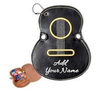 Custodia per plettro personalizzata con nome/testo, custodia per plettri per chitarra a forma di chitarra, custodia per gli amanti della chitarra, custodia personalizzata con 17 scomparti, Nero , No