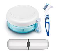 Custodia per protesi con spazzola per protesi e scatola per spazzolino portatile, set di scatole da bagno per protesi senza perdite, per viaggiare perfettamente, per protesi con filtro per la pulizia