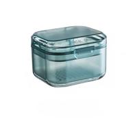 Custodia per protesi e protesi multistrato, scatola portatile ventilata per la pulizia dei denti falsi, paradenti e apparecchi dentali con fori di drenaggio (blu)