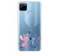 Custodia per Realme C21Y ufficiale di Lilo & Stitch, Angel & Stitch Bacio per proteggere il tuo cellulare Cover Realme in silicone flessibile con licenza ufficiale Lilo & Stitch