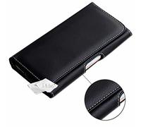 Custodia per Realme Narzo 50A in pelle di qualità con clip e passante, con chiusura magnetica e cuciture a vista, colore: nero