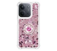 Custodia per Redmi 15C 173 Euro con cavalletto ad anello, graziosa custodia glitterata scintillante che scorre sabbie mobili liquido trasparente gel silicone antiurto cover per Redmi 15C 173 Euro