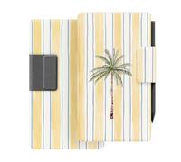 Custodia per Remarkable Paper Pro Move da 18,5 cm, stampa a righe gialle, con funzione di accensione/spegnimento automatico, fodera in microfibra, magnete forte (Yellow Stripes Palm Tree)
