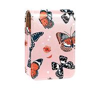 Custodia per rossetti, con farfalle e coccinelle volanti, portatile, da viaggio, con specchio, mini rossetto, da donna, Multicolore, 9.5x2x7 cm/3.7x0.8x2.7 in
