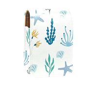 Custodia per rossetti con specchio Coral Sea Animals Lip Gloss Holder Portable Lipstick Storage Box Travel Makeup Bag Mini Leather Cosmetic Pouch Contiene 3 Rossetti, Multicolore, 9.5x2x7