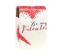 Custodia per rossetti con specchio Creative Hearts Be My Valentines Lip Gloss Holder Portable Lipstick Storage Box Travel Makeup Bag Mini Leather Cosmetic Pouch Contiene 3 Rossetti, Multicolore,