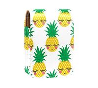 Custodia per rossetti con specchio Shy Ananas Lip Gloss Holder Portable Lipstick Storage Box Travel Makeup Bag Mini Leather Cosmetic Pouch Contiene 3 Rossetti, Multicolore, 9.5x2x7 cm/3.7x0.8x2.7 in
