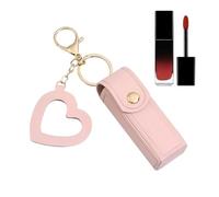 Custodia per rossetti, custodia da viaggio per trucchi, alla moda, in pelle PU, organizer per rossetti, con ciondolo a forma di amore, per Capodanno, rossetto e lucidalabbra, rosa, Refer to