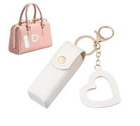 Custodia per rossetti, custodia da viaggio per trucchi, alla moda, in pelle PU, organizer per rossetti, con ciondolo a forma di amore, per Capodanno, rossetto e lucidalabbra, bianco, Refer to