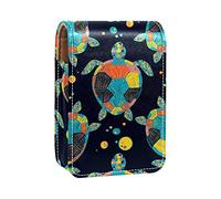Custodia per rossetti da esterno con tartarughe marine blu, portatile, organizer per rossetti, con specchio, mini borsa per il trucco da donna, contiene fino a 3 rossetti, Multicolore-10, 9.5x2x7