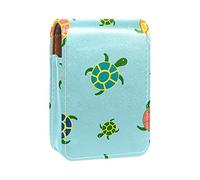 Custodia per rossetti da esterno con tartarughe marine blu, portatile, organizer per rossetti, con specchio, mini borsa per il trucco da donna, contiene fino a 3 rossetti, Multicolore 1, 9.5x2x7