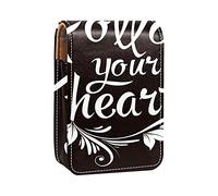 Custodia per rossetti da esterno Follow Your Heart Nero Portatile Rossetto Organizer con Specchio Mini Borsa Trucco Da Donna Contiene Fino a 3 Rossetti, Multicolore, 9.5x2x7 cm/3.7x0.8x2.7 in