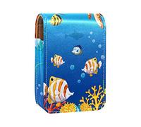 Custodia per rossetti da esterno, per animali, pesci, meduse, tartarughe marine, corallo oceano, organizer portatile per rossetti, con specchio, mini borsa per il trucco da donna, contiene fino a 3
