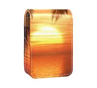 Custodia per rossetti da trucco per esterni, palme contro il tramonto e il cielo, organizer portatile per rossetto con specchio, mini borsa per il trucco da donna, contiene fino a 3 rossetti,