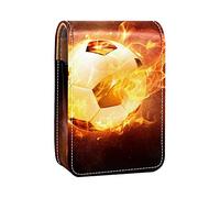 Custodia per rossetti per sport all'aperto, calcio, calcio, fuoco, organizer portatile per rossetti, con specchio, mini borsa per trucco da donna, contiene fino a 3 rossetti, Multicolore, 9.5x2x7