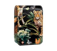 Custodia per rossetto,borsa per trucco portatile,custodia per cosmetici,organizer per trucco,foglie di palma tropicale farfalla leopardo