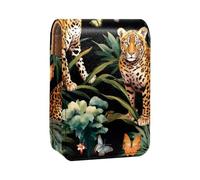 Custodia per rossetto,borsa per trucco portatile,custodia per cosmetici,organizer per trucco,foglie di palma tropicale farfalla leopardo