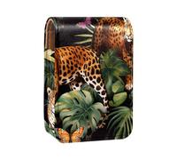 Custodia per rossetto,borsa per trucco portatile,custodia per cosmetici,organizer per trucco,foglie di palma tropicale farfalla leopardo