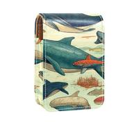 Custodia per rossetto,borsa per trucco portatile,custodia per cosmetici,organizer per trucco,Modello animale di arte balena
