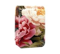 Custodia per rossetto,borsa per trucco portatile,custodia per cosmetici,organizer per trucco,Modello di arte del fiore di peonia pianta colorata