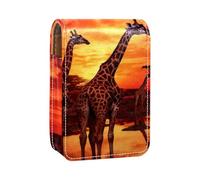 Custodia per rossetto,borsa per trucco portatile,custodia per cosmetici,organizer per trucco,Tramonto animale della giraffa dell'Africa
