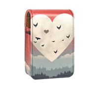 Custodia per rossetto,borsa per trucco portatile,custodia per cosmetici,organizer per trucco,uccelli che volano intorno al cuore