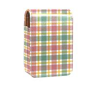 Custodia per rossetto con griglia natalizia per rossetto, portatile, da viaggio, con specchio, mini scatola portaoggetti per rossetto da donna, Multicolore, 9.5x2x7 cm/3.7x0.8x2.7 in