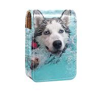 Custodia per rossetto con motivo a forma di cane, borsa portatile per il trucco, custodia organizer da viaggio per rossetto, con specchio, mini scatola portaoggetti per rossetto da donna, Multicolore,