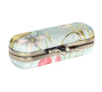 Custodia per rossetto con motivo ricamo vintage daes 2 pezzi, supporto per specchio portatile per lucidalabbra e piccoli gioielli, scatola portaoggetti in ABS con bordo in ferro