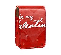 Custodia per rossetto con specchio acquerello Be My Valentine Red Love Pattern Lip Gloss Holder Portable Lipstick Storage Box Travel Makeup Bag Mini Leather Cosmetic Pouch contiene 3 rossetti,