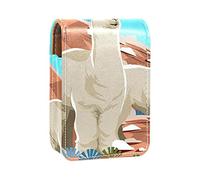 Custodia per rossetto con specchio Alpaca at The Desert Lip Gloss Holder Portable Lipstick Storage Box Travel Makeup Bag Mini Leather Cosmetic Pouch contiene 3 rossetti, Multicolore, 9.5x2x7