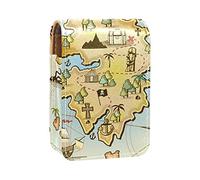 Custodia per rossetto con specchio antico nautico mappa del mondo bussola porta lucidalabbra porta rossetto portatile scatola portaoggetti da viaggio borsa per trucchi mini custodia in pelle per