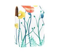 Custodia per rossetto con specchio arte floreale porta lucidalabbra portatile scatola di immagazzinaggio del rossetto borsa da viaggio mini sacchetto cosmetico in pelle può contenere 3 rossetti,