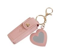 Custodia per rossetto con specchio, astuccio per rossetto, decorazione borsa, sacchetto per balsamo per le labbra con portachiavi, rosa