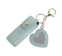 Custodia per rossetto con specchio, astuccio per rossetto, decorazione borsa, sacchetto per balsamo per le labbra con portachiavi, Blu