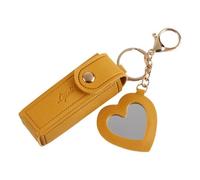 Custodia per rossetto con specchio, astuccio per rossetto, decorazione borsa, sacchetto per balsamo per le labbra con portachiavi, Giallo