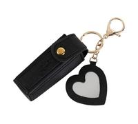 Custodia per rossetto con specchio, astuccio per rossetto, decorazione borsa, sacchetto per balsamo per le labbra con portachiavi, Nero