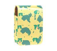 Custodia per rossetto con specchio Border Collie Pattern Lip Gloss Holder Portable Lipstick Storage Box Travel Makeup Bag Mini Leather Cosmetic Pouch contiene 3 rossetti, Multicolore, 9.5x2x7
