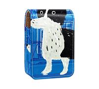 Custodia per rossetto con specchio carino Border Collie Dog Puppy Lip Gloss Holder Portable Lipstick Storage Box Travel Makeup Bag Mini Leather Cosmetic Pouch Contiene 3 Rossetti, Multicolore, 9.5x2x7
