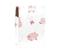 Custodia per rossetto con specchio carino maiale rosa che gioca a farfalle porta lucidalabbra scatola portatile per rossetto borsa da viaggio mini custodia per cosmetici in pelle può contenere 3