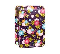 Custodia per rossetto con specchio carino stampa floreale porta lucidalabbra portatile scatola di immagazzinaggio del rossetto borsa da viaggio mini sacchetto cosmetico in pelle può contenere 3