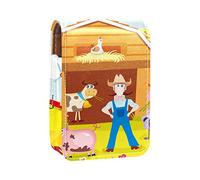 Custodia per rossetto con specchio Cartoon Farm Estate Animali Gallo Mucca Maiale Cavallo Lip Gloss Holder Portatile Rossetto Scatola di Immagazzinaggio Trucco Borsa da Viaggio Mini Sacchetto