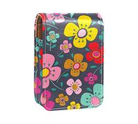 Custodia per rossetto con specchio colorato motivo floreale porta lucidalabbra portatile scatola di immagazzinaggio del rossetto borsa da viaggio mini sacchetto cosmetico in pelle può contenere 3