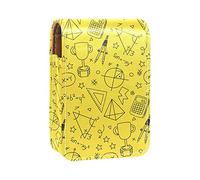 Custodia per rossetto con specchio disegnato a mano per tornare a scuola porta lucidalabbra giallo scatola portatile per rossetto borsa da viaggio mini custodia per cosmetici in pelle contiene 3