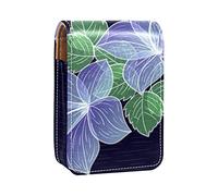Custodia per rossetto con specchio disegnato a mano viola fiore porta lucidalabbra portatile scatola di immagazzinaggio del rossetto borsa da viaggio mini sacchetto cosmetico in pelle contiene 3