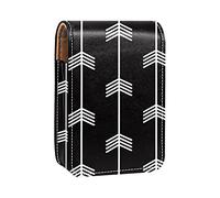 Custodia per rossetto con specchio freccia bianca su sfondo nero modello Lip Gloss Holder Portable Lipstick Storage Box Travel Makeup Bag Mini Leather Cosmetic Pouch contiene 3 rossetti, Multicolore,