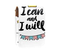 Custodia per rossetto con specchio I Can I Will White Lip Gloss Holder Portable Lipstick Storage Box Travel Makeup Bag Mini Leather Cosmetic Pouch contiene 3 rossetti, Multicolore, 9.5x2x7