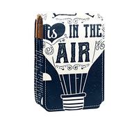 Custodia per rossetto con specchio Love is in the Air Balloon Lip Gloss Holder Portable Lipstick Storage Box Travel Makeup Bag Mini Leather Cosmetic Pouch contiene 3 rossetti, Multicolore, 9.5x2x7